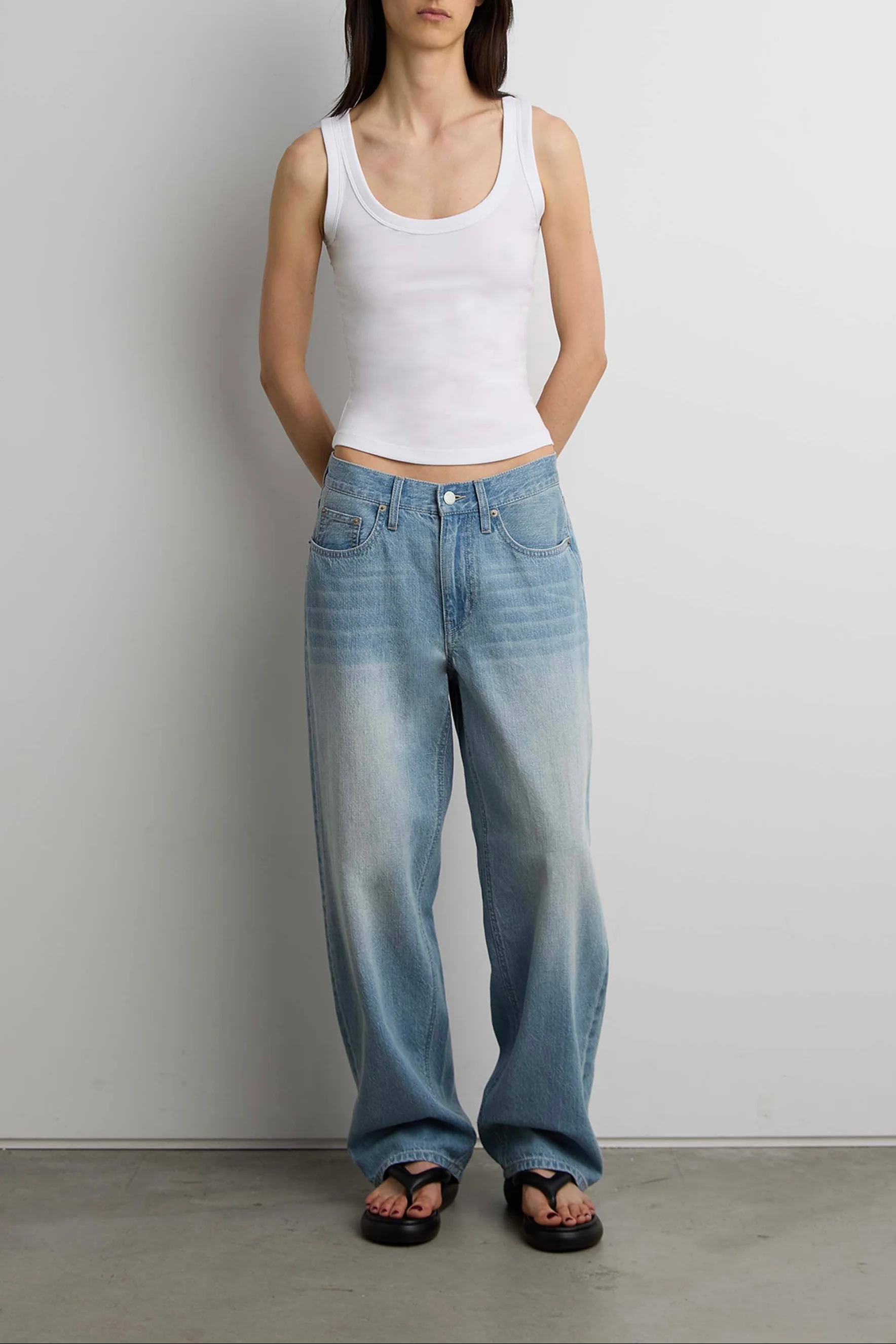 LINEN BLEND MID-RISE STRAIGHT LEG JEAN - Image 6