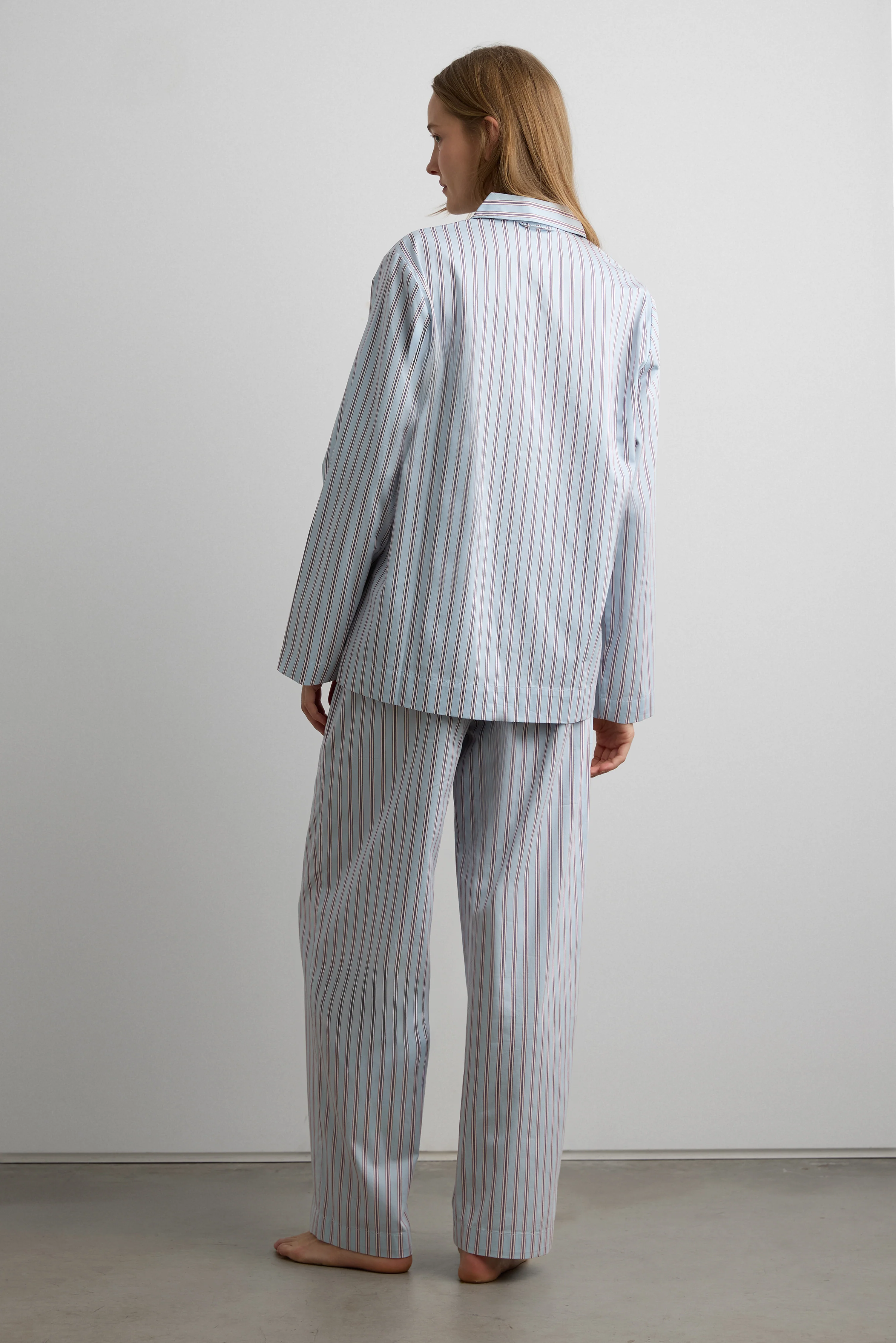 STRIPED BUTTON UP PAJAMA SHIRT - Image 4