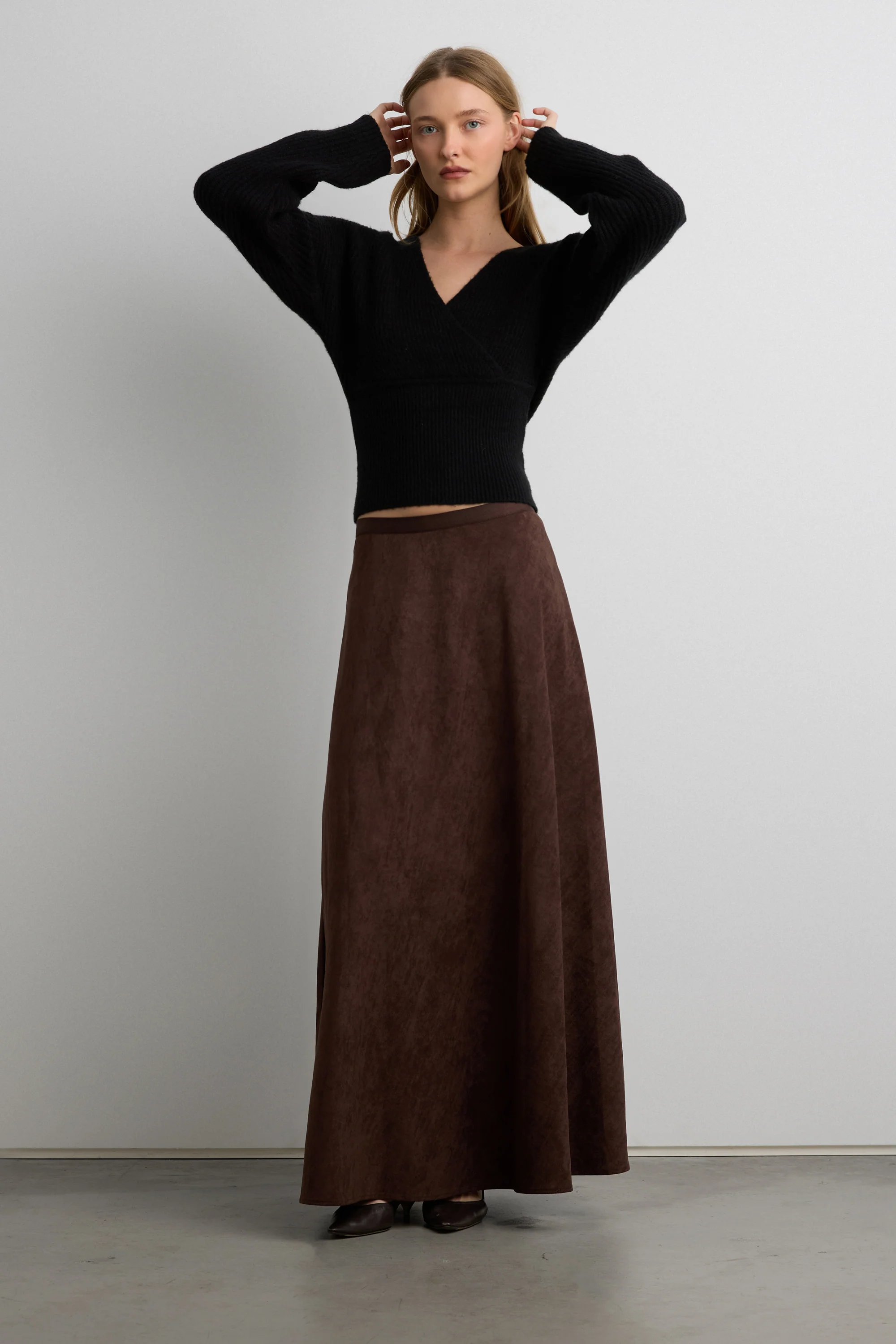 SUEDE EFFECT MIDI SKIRT - Image 2