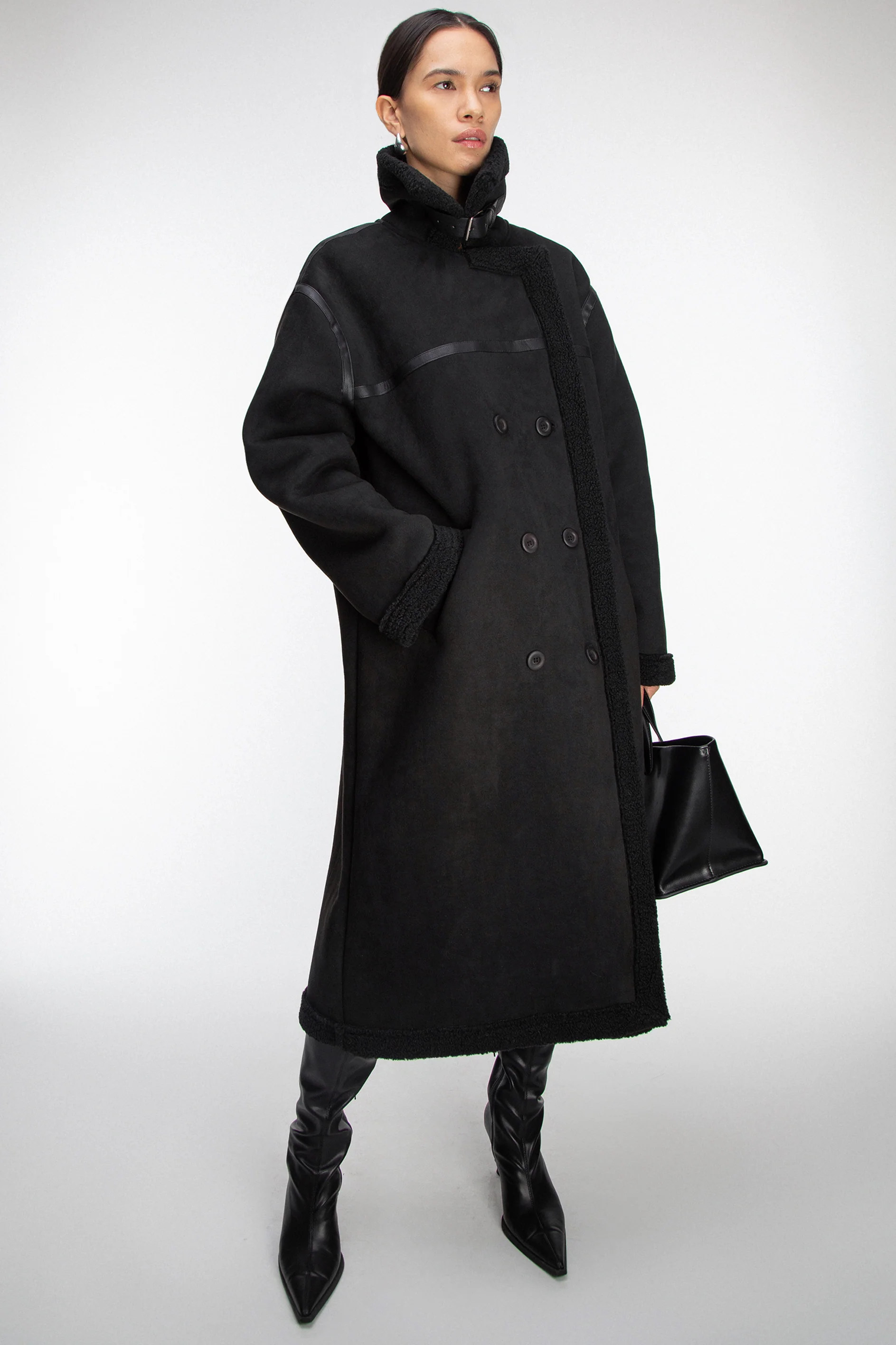 LONG VEGAN SUEDE SHERPA COAT - Image 10