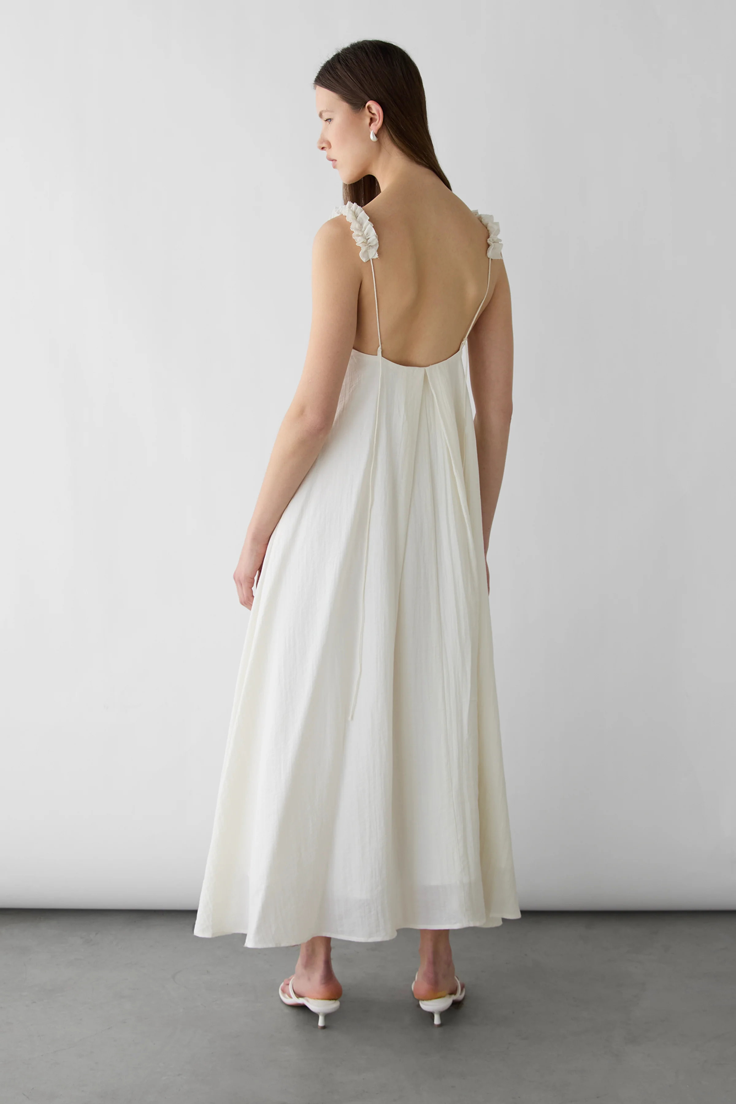 TEXTURED SLIP MAXI DRESS WITH EMPIRE WAIST - Image 3