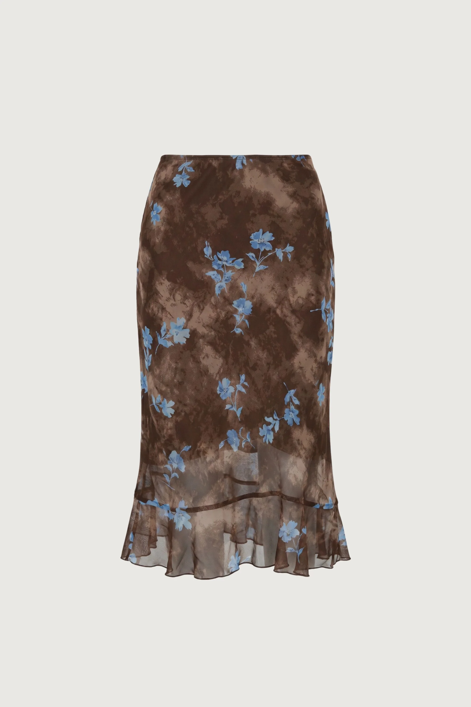 TIE-DYE FLORAL RUFFLE MIDI SKIRT - Image 5