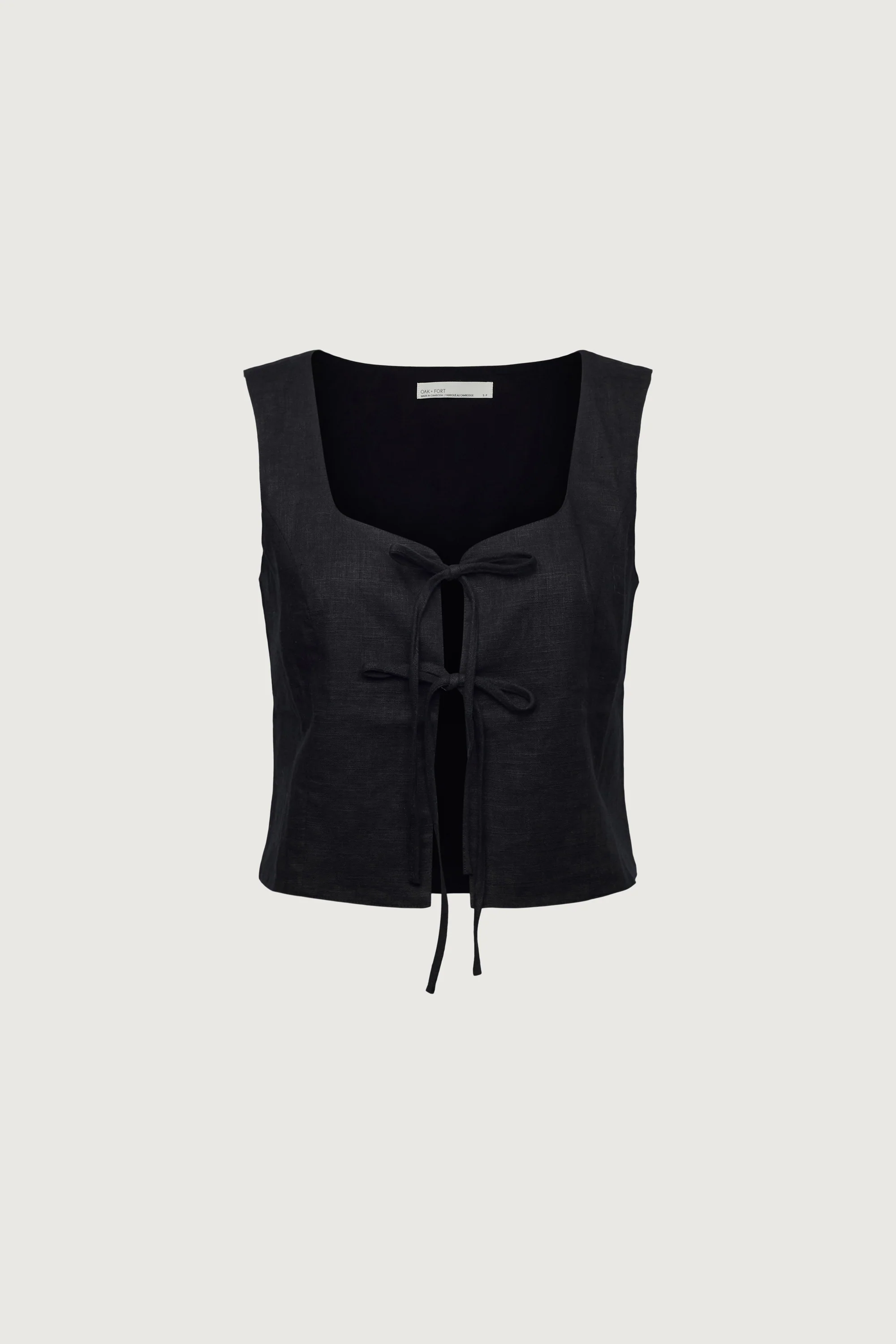 LINEN BLEND TIE FRONT TANK TOP - Image 7