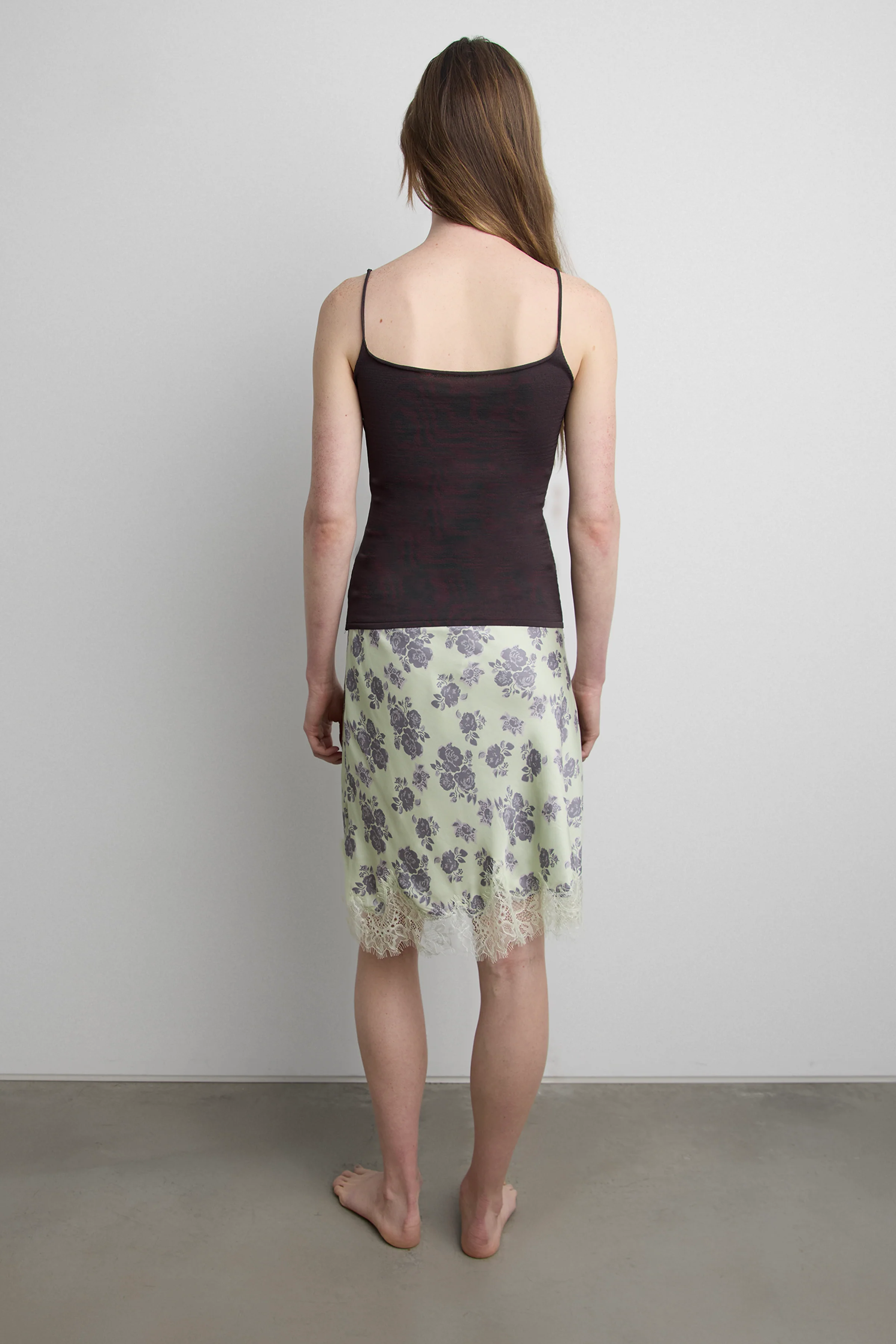 VINTAGE ROSE PRINT SATIN MINI SLIP SKIRT - Image 4