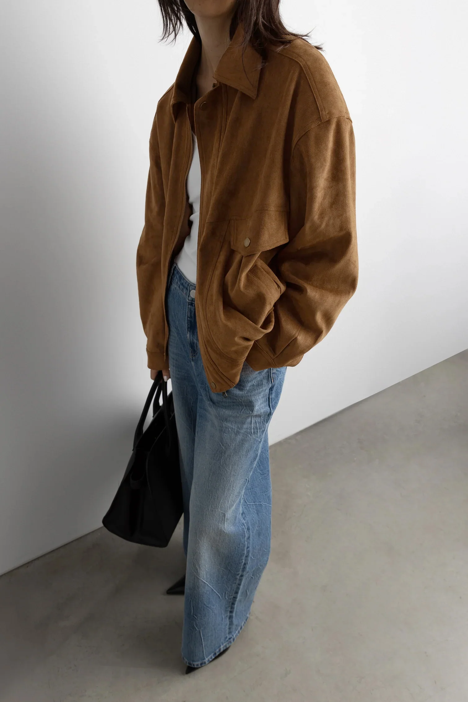 VEGAN SUEDE BOMBER JACKET - Image 8