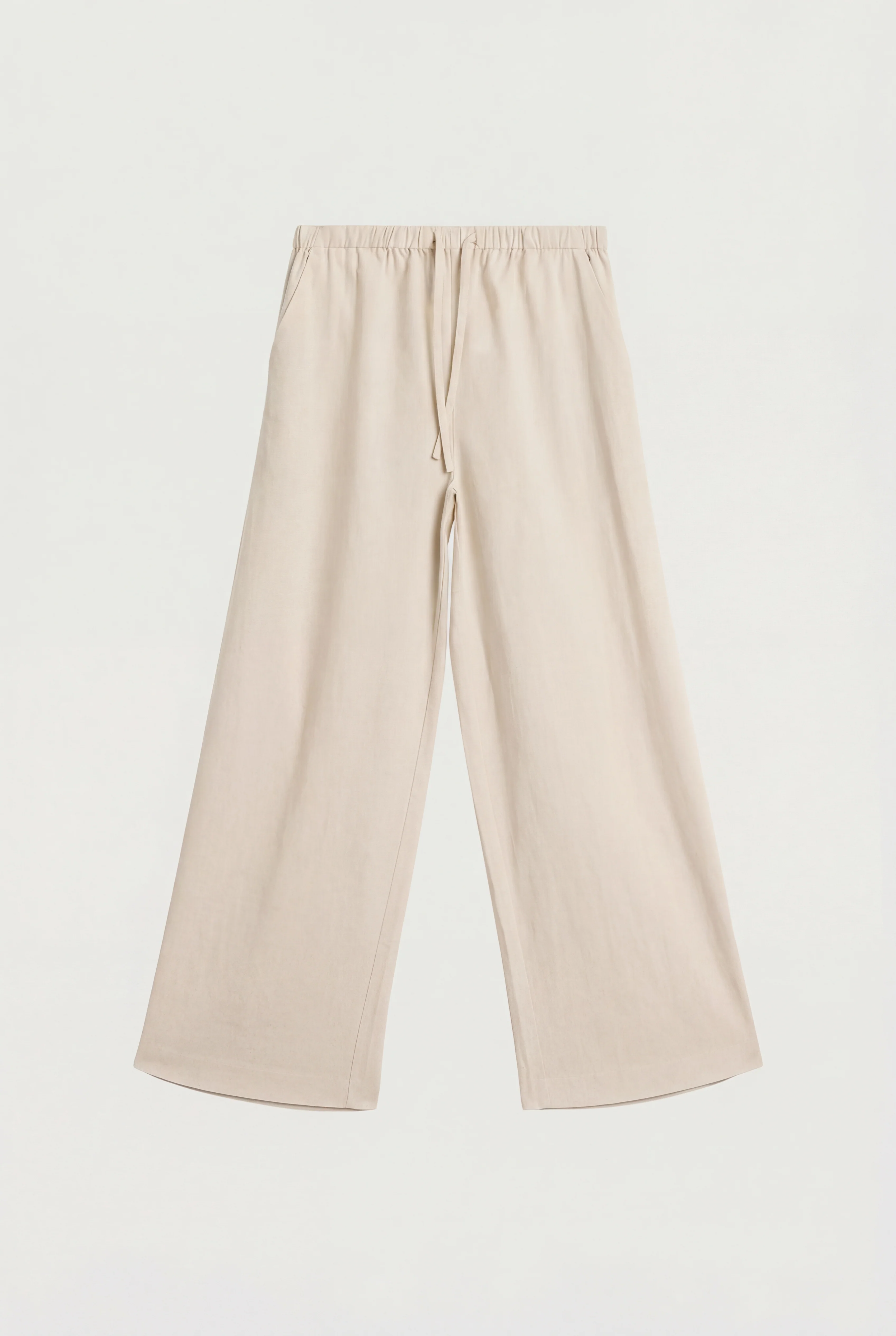 DRAWSTRING WIDE LEG LINEN BLEND PANT - Image 4