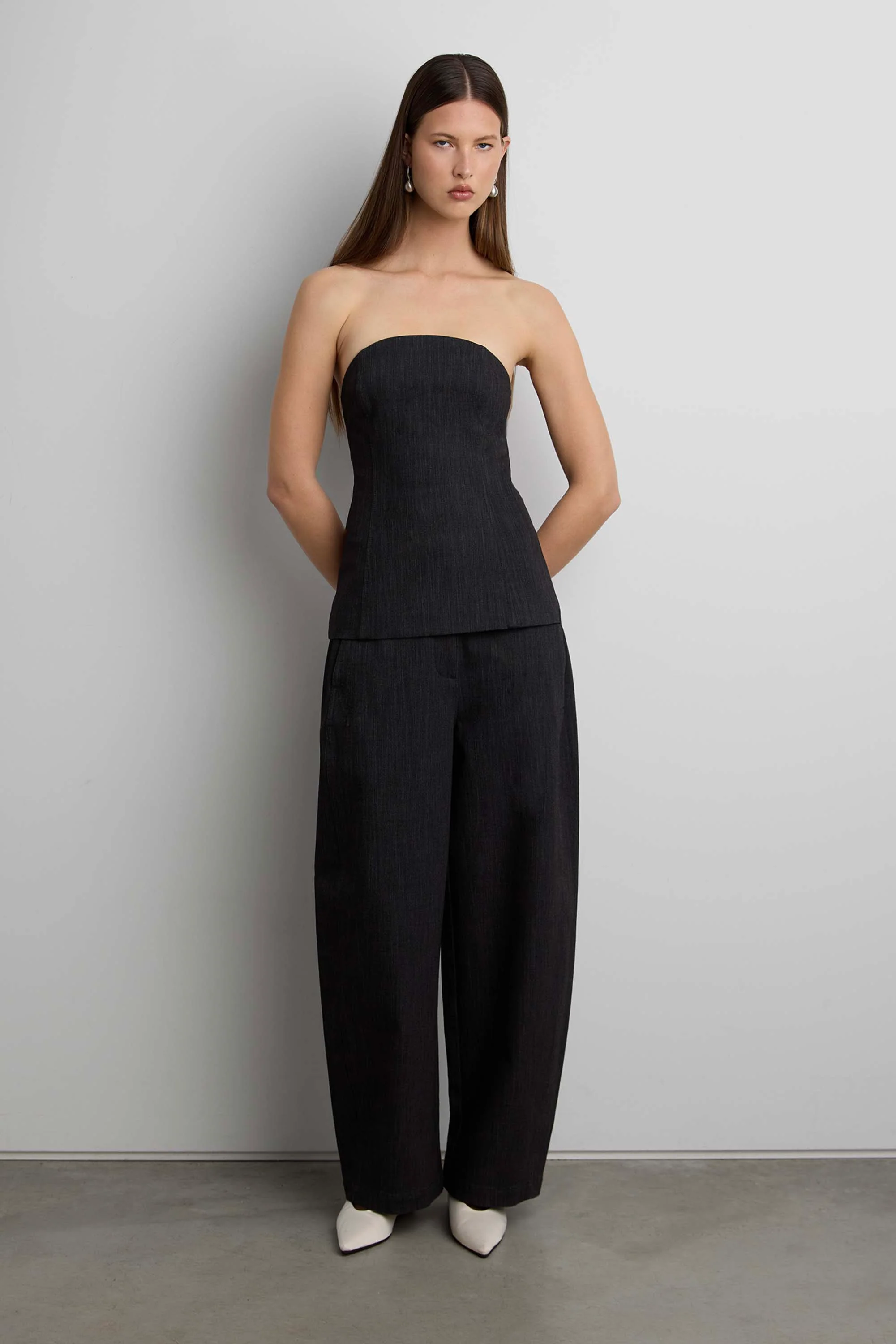 WOVEN TWILL TUBE TOP - Image 6