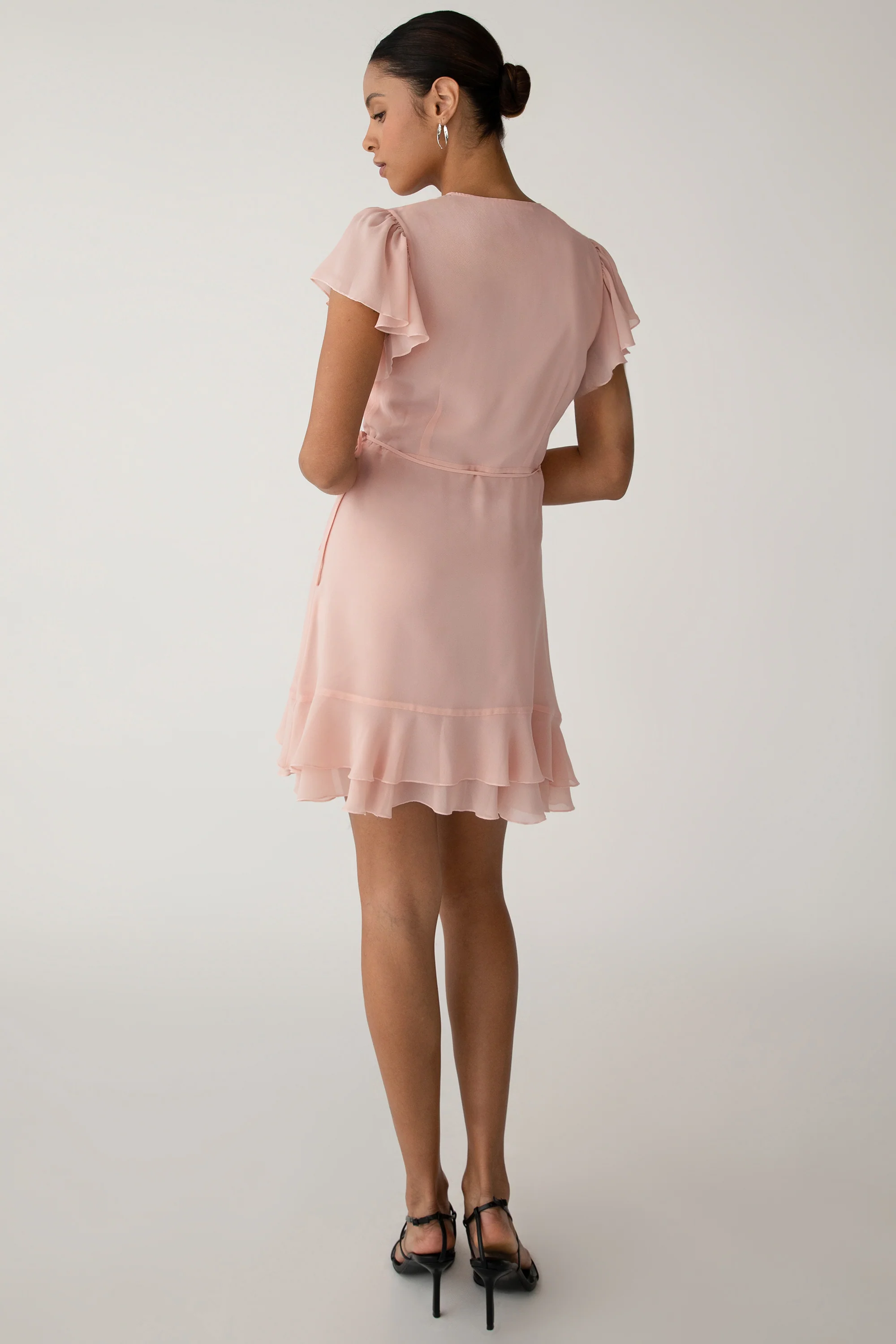 WRAP MINI DRESS WITH RUFFLED HEM - Image 9